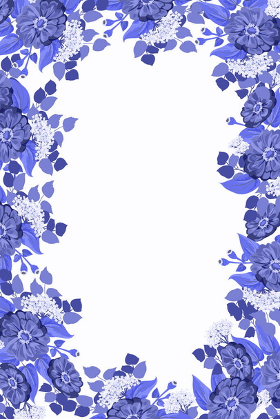 Seamless border, floral watercolor design: garden zinnia flower, silver eucalyptus branch, green thyme, greenery leaves, iberis. Fashionable background print for textile, wallpaper, decoupage. - Vektör, Görsel