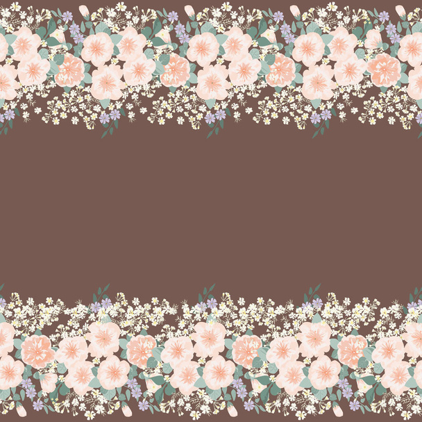  Cute plant border. Floral piece of garment print. Flower design for wallpapers, print, gift wrap and scrapbooking. - Vetor, Imagem