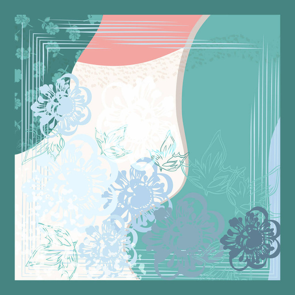 Schal mit Blumenmuster. Bandana, Pareo, Kopfkissen, Heimtextildesign. Tropischer Hintergrund für Schal-Print, Textilien, Hüllen - Vektor, Bild