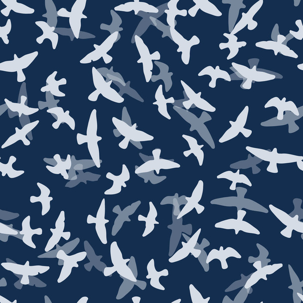 Flying birds seamless pattern. Primitive style. - Vector, Image