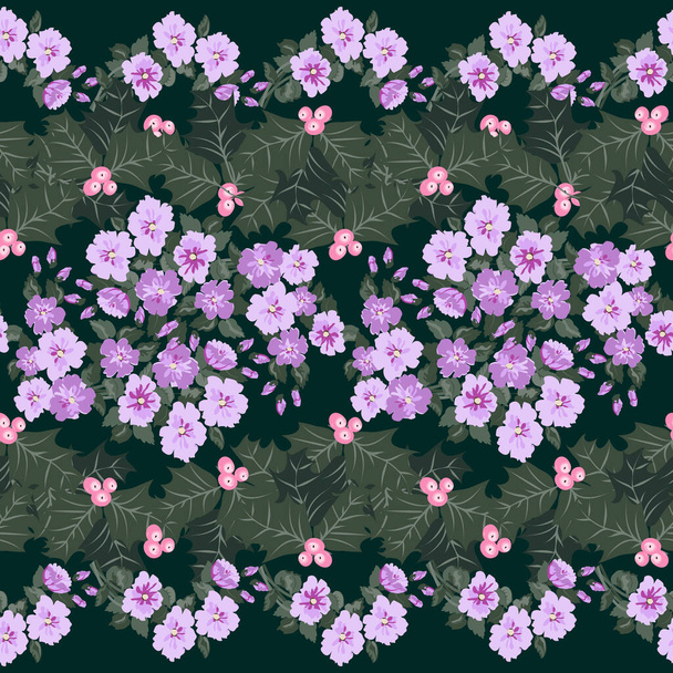  Cute plant border. Floral piece of garment print. Flower design for wallpapers, print, gift wrap and scrapbooking. - Vetor, Imagem