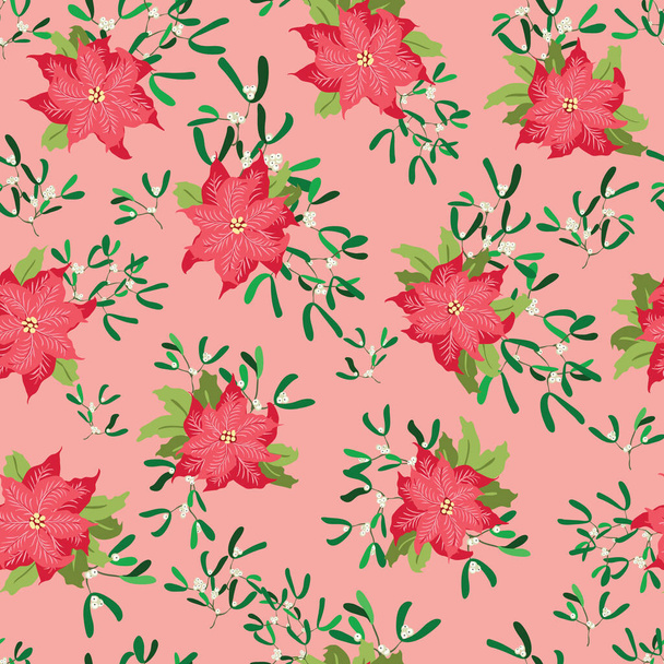 Seamless floral pattern with simple small flowers. Folk style millefleurs. Plant background for textile, wallpaper, covers, surface, print, wrap, scrapbooking, decoupage.  - Vektor, Bild