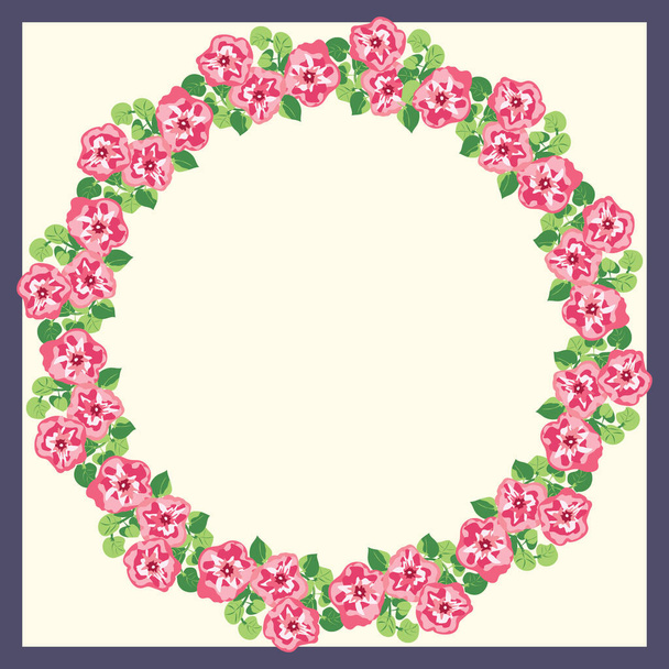 Delightful seamless border with small flowers of cute petunias. Regular order. Floral background for home textiles, interiors, linens. - Vector, Image