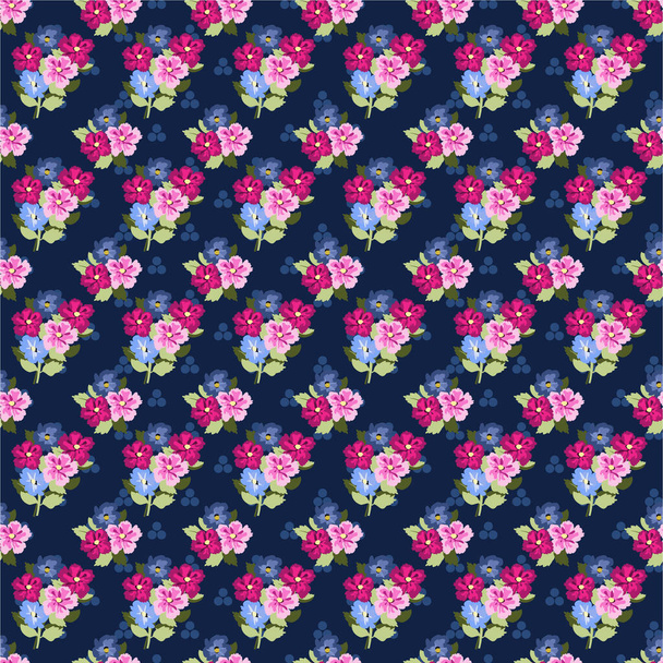 Vintage feedsack pattern in small flowers. Millefleurs. Floral sweet seamless background for textile, cotton fabric, covers, wallpapers, print, gift wrap and scrapbooking. - Vektor, Bild