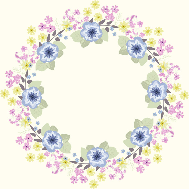 Delightful seamless pattern with small cute bright flowers. Regular order. Floral simple background for home textiles, interiors, linens. - Vector, Imagen