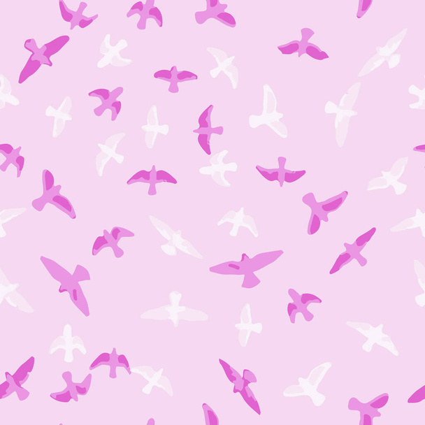 Flying birds seamless pattern. Primitive style. - Вектор, зображення