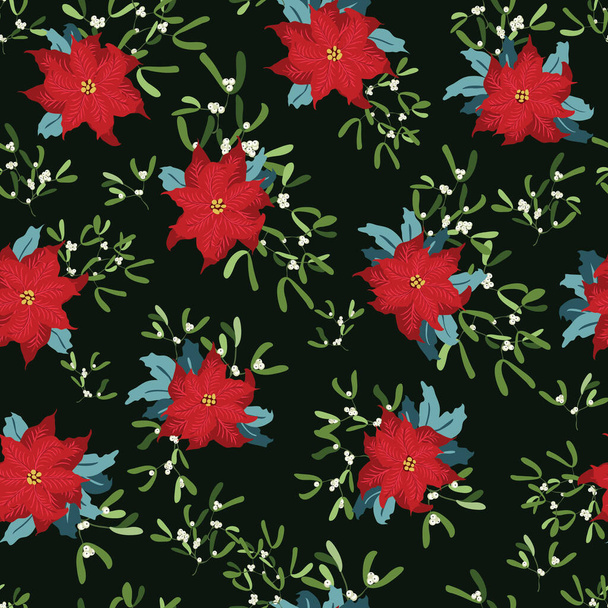 Seamless floral pattern with simple small flowers. Folk style millefleurs. Plant background for textile, wallpaper, covers, surface, print, wrap, scrapbooking, decoupage.  - Vector, afbeelding