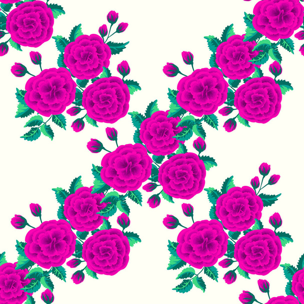  Floral pattern with one stroke painting imitation. Seamless folk pattern with flowers of roses. Vintage old style background. For textile, wallpaper, covers, surface, print, gift wrap, decoupage. - ベクター画像