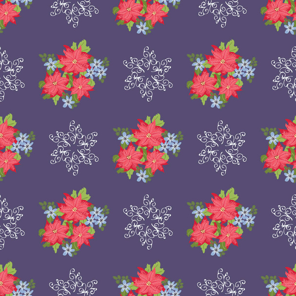 Seamless floral pattern with simple small flowers. Folk style millefleurs. Plant background for textile, wallpaper, covers, surface, print, wrap, scrapbooking, decoupage.  - Διάνυσμα, εικόνα