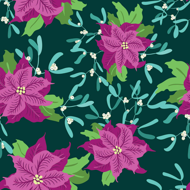 Seamless floral pattern with simple small flowers. Folk style millefleurs. Plant background for textile, wallpaper, covers, surface, print, wrap, scrapbooking, decoupage.  - Vector, imagen