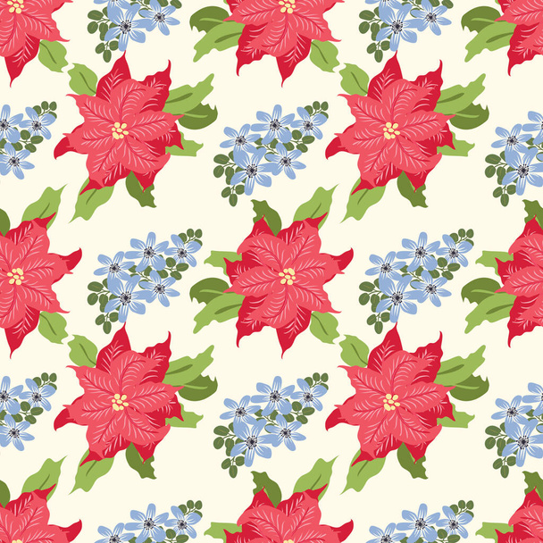 Seamless floral pattern with simple small flowers. Folk style millefleurs. Plant background for textile, wallpaper, covers, surface, print, wrap, scrapbooking, decoupage. - Vektori, kuva