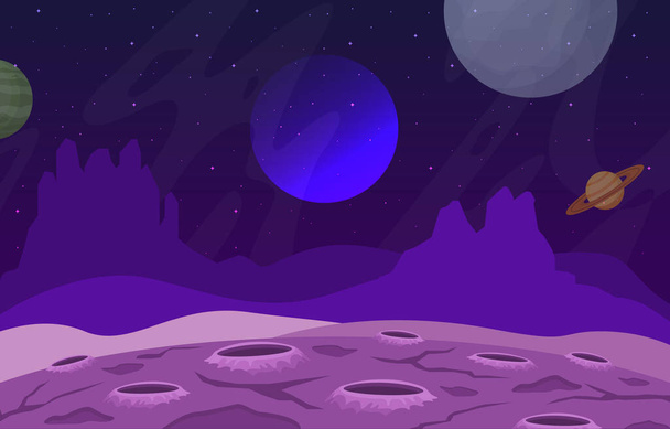 Krajobraz Powierzchnia planety Sky Space Science Fiction Fantazja Ilustracja - Wektor, obraz