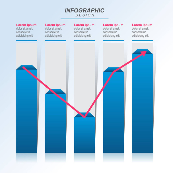 Improved Recovered After Crisis Graph Bar Chart Economic Statistical Infographic - Vector, Image