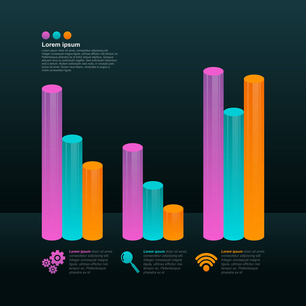 Verbeterde hersteld na de crisis Grafiek Bar Grafiek Economische Statistische Infografische - Vector, afbeelding