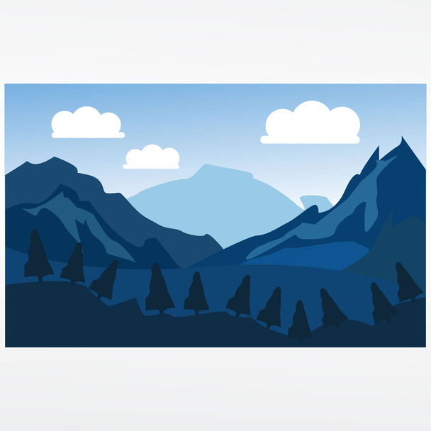Vector illustration of mountain scenery for social media background. postcard. wallpaper. - Vector, Image