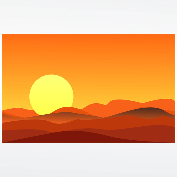 Sonnenuntergang oder Sonnenaufgang Landschaft Illustration Hintergrund in der Stadt. Natur Landschaft Hintergrund.  - Vektor, Bild