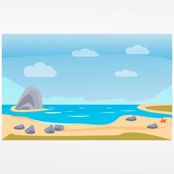 Tropická pláž vektor ilustrace pozadí. Plážový vektor v krajině. - Vektor, obrázek