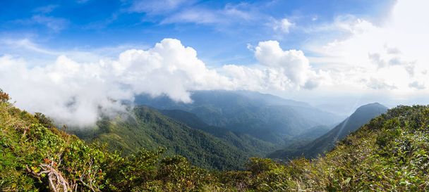 Верхній краєвид з гори з ясним небом, розташований на півдні Таїланду. - Фото, зображення