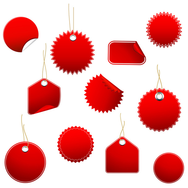Набор красных ценников и наклеек
 - Вектор,изображение