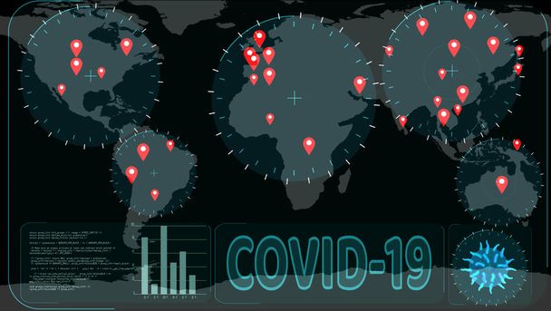 Covid 19ウイルスとレーダースキャンが検出された国の危機は世界中に広がっています - 写真・画像