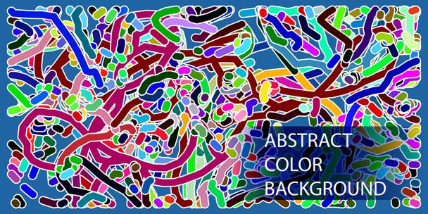 Abstract color background with curved colorful vector lines on blue. - Vector, afbeelding