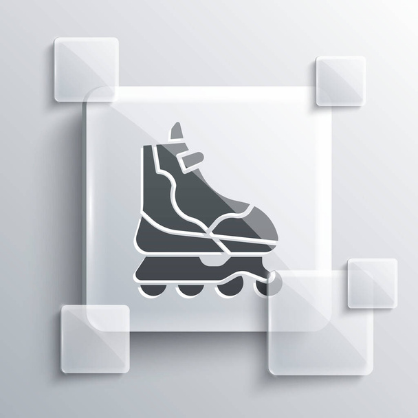 Grey Roller skate icon isolated on grey background. Square glass panels. Vector Illustration. - Vector, Image