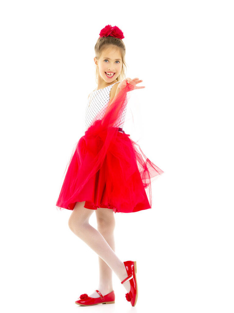 Little girl in an elegant dress.The concept of a happy childhood - Fotografie, Obrázek