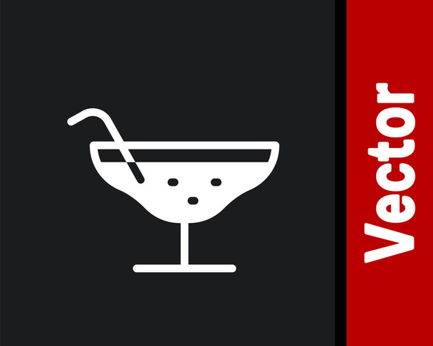 White Cocktail icon isolated on black background.  Vector Illustration - Vector, Image
