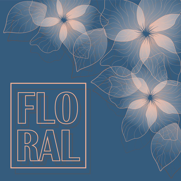 Decorative floral background with flowers on blue - Vector, Imagen