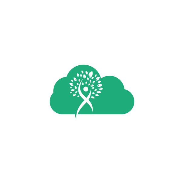 Koncepcja kształtu chmury ludzkiego drzewa Logo Design. Logo drzewa zdrowych ludzi. - Wektor, obraz
