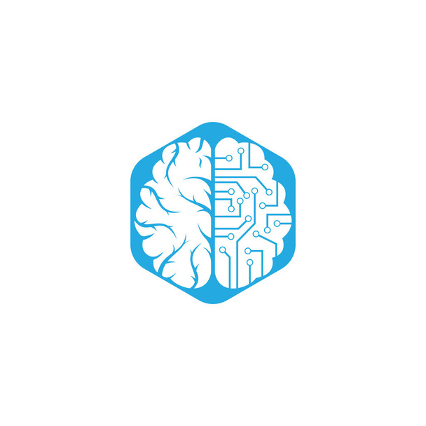 Het logo van de hersenverbinding. template voor digitaal hersenlogo. - Vector, afbeelding