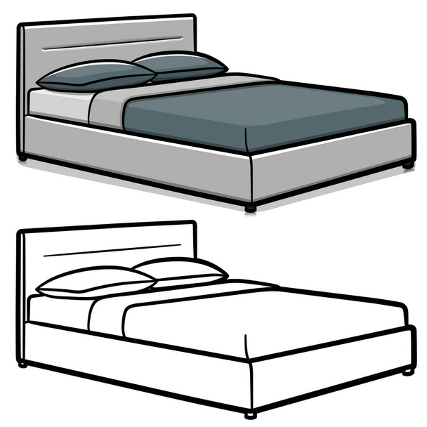 Vector illustration of double bed cartoon isolated - Διάνυσμα, εικόνα
