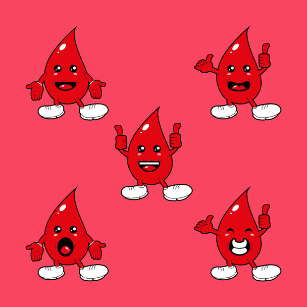 This illustration depicts a blood mascot. This illustration is intended for humanitarian activities, such as blood donation. - Vector, Image