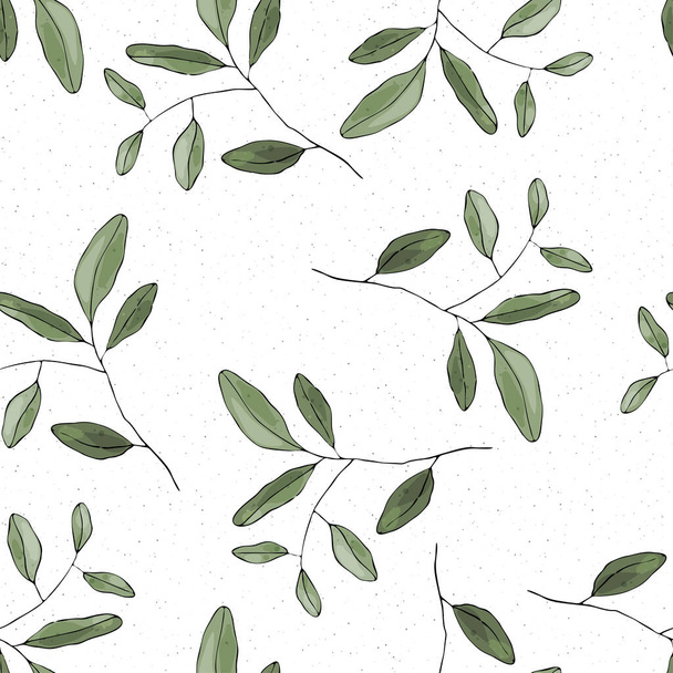 Nature terrazzo mosaic flower background greenery seamless pattern in hand drawn style. Vector foliage with jungle tropical leaf. Botanical hipster, rustic print on chaotic stain, tile surface. - Vektor, Bild