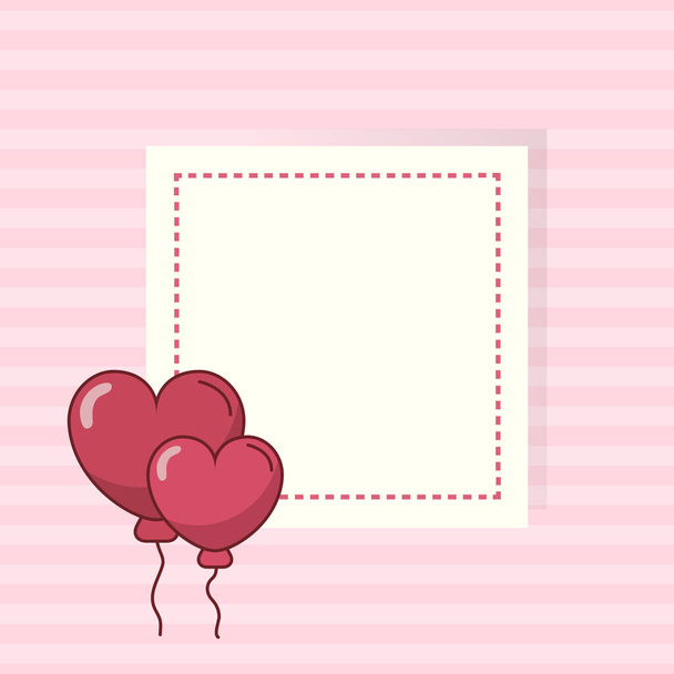 Valentines day frame with hearts balloons vector design - Vector, Image