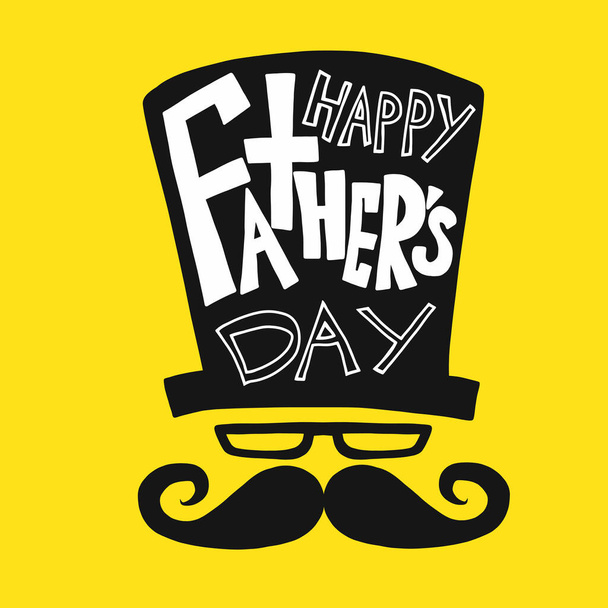 Щасливий День батька слово капелюх і вуса Векторні ілюстрації
 - Вектор, зображення