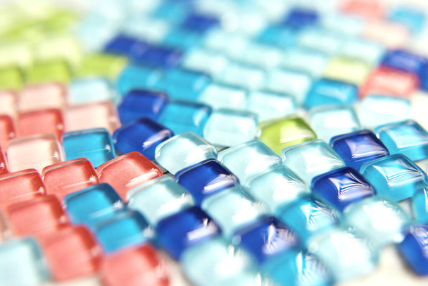 Colorful clear glass tiles close up photo - Photo, Image