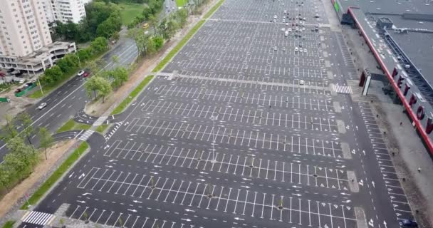 Aerial footage of giant empty parking lot - Footage, Video
