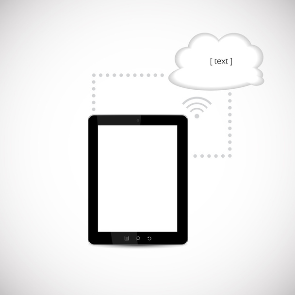  illustration of a tablet computer, Information in the Cloud - Foto, afbeelding
