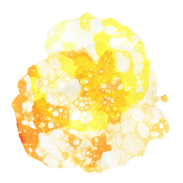Bublinková textura ze žluté a oranžové akvarelové barvy 14 x14 300 dpi - Fotografie, Obrázek