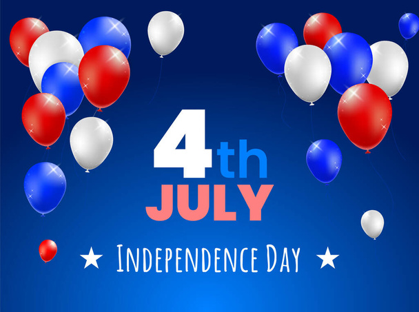 High Quality 4 july Independence Day Poster Design with Balloons on Colored Background . Isolated Vector Elements - Вектор, зображення