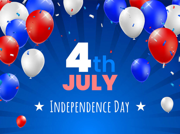 High Quality 4 july Independence Day Poster Design with Balloons on Colored Background . Isolated Vector Elements - Вектор, зображення