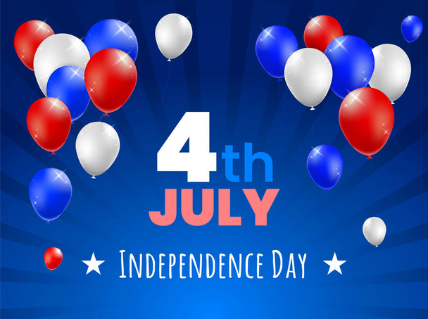 High Quality 4 july Independence Day Poster Design with Balloons on Colored Background . Isolated Vector Elements - Vecteur, image