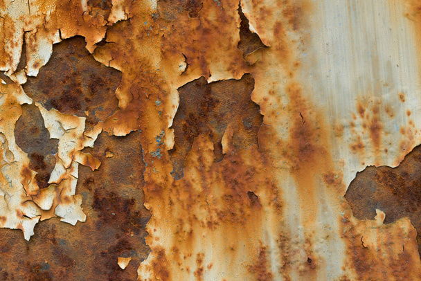  Rusted brown and white abstract texture.  Corroded white metal background. - Photo, Image