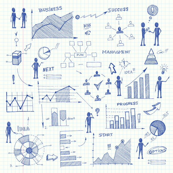 Doodle gráficos de negocios elementos de infografía
 - Vector, Imagen