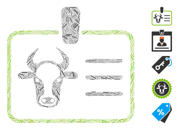 Dash Mosaic Cow Badge Icon - Vector, Image
