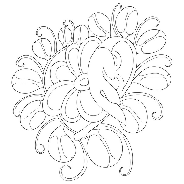 An abstract flower image for relaxing activity,line art style illustration for adults and children.Poster design. - Vector, Image