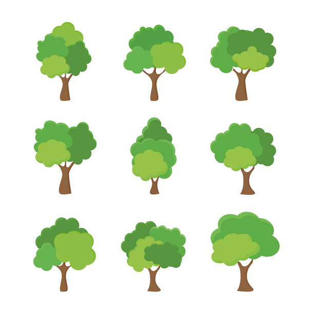 Green tree Fertile A variety of forms on the White Background,Set of various tree sets,Trees for decorating gardens and home designs.vector illustration and icon - Vector, Image