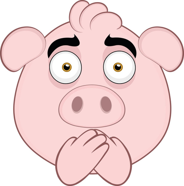 Vector illustration of the face of a cute cartoon pig - Vector, Image