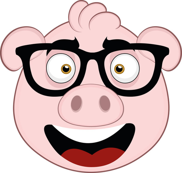 Vector illustration of the face of a cute cartoon pig - Vector, Image